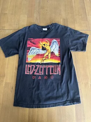 Vintage Led Zeppelin Zoso Band Tee Shirt M Double Sided Tour Hanes 90s Rock VTG • $19.99