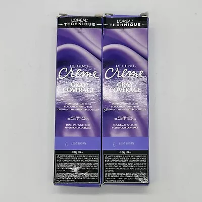 Excellence Creme L'Oreal 6 Light Brown Permanent Hair Color 2 Packs 1.74oz NEW • $17.99