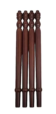 4 X Mahogany Furniture Dansette Legs 43cm Length Burgundy Brown Without Screw • £17.99