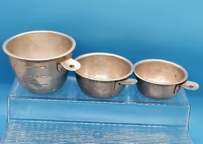 3 Pc Vintage Aluminum Measuring Cups 1 ½  ⅓ Cups Made In USA • $9.99