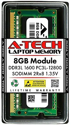 A-Tech 8GB DDR3 1600 PC3-12800 Laptop SODIMM 204-Pin Memory RAM PC3L DDR3L 1x 8G • $13.99