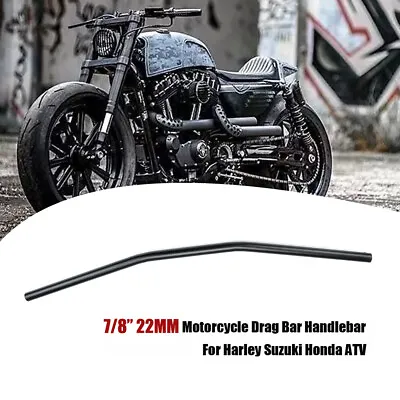 7/8  22mm Motorcycle Handlebar Black Flat Drag Bar For Harley Chopper Yamaha • $30.50