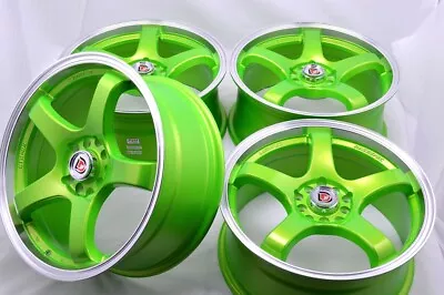 4 New DDR Fuzion 17x7.5 5x100/114.3 38mm Green/Machined Lip 17  Wheels Rims • $659