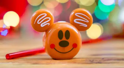 Disney Parks 2022 Mickey Gingerbread Holiday Light Up Bottle Topper & Straw • $8.95