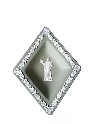 Vtg Wedgewood Green Jasperware Rare Diamond Shape Trinket And Cup • $16.95