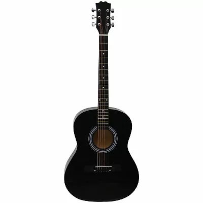 NEW! Black 39  Full Size 4/4 6 String Steel Strung Acoustic Guitar • £39.99