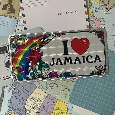 Vintage Bumper Sticker I Love JAMAICA Prism Car Camper Van Caravan Decal • £6.50