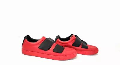 ZARA Black Double Hook And Loop Strap Red Faux Leather Shoes Men's EU 43/ US 10 • $24.99