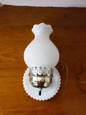 Vintage Hobnail Milk Glass Wall Sconce Portable Light - Works • $45