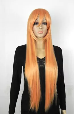 Hot Sell New Fashion Long Light Orange Straight Women Girl Hair Wig Wigs+Wig Cap • $19.98