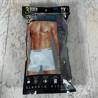 Michael Adams Boxer Briefs Mens Big Man 3X White Classic Fit 3 Pack • $18.89