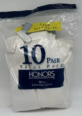 Vintage Honors Men’s Crew Tube Socks 10 Pairs 10-13 Made In USA NOS 1998 90’s • $28