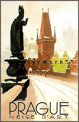 Prague Czech Republic 1935 Neige D'Art Vintage Poster Print Travel Tourism Art • $27.45