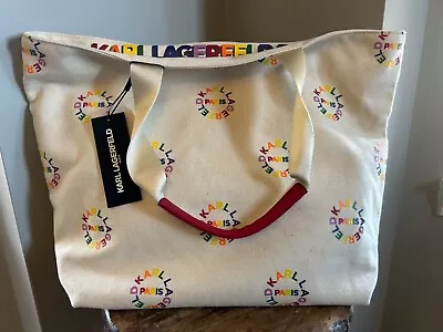 Brand New Women's Purse / Tote By Karl Lagerfeld-Rainbow Canvas Style W/ Handles • $30