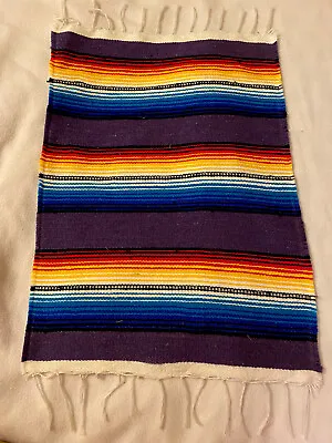 Serape Mexican Decorative Mat 18x13 Placemat Stripe Purple Runner Southwestern • $14