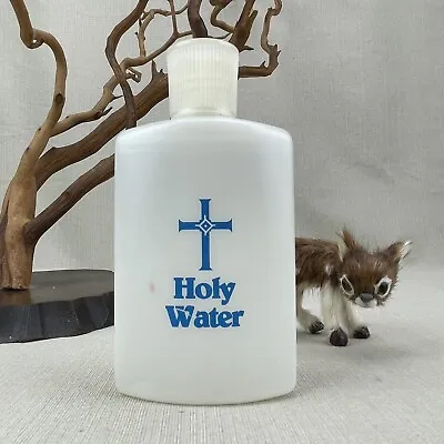 Holy Water Bottle Vintage Plastic Container With Holy Water Blue Cross • $11.24