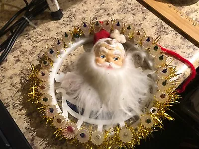 Vintage Christmas Tree Topper Lighted MCM Santa • $15