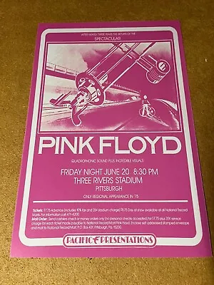 Pink Floyd 1975 Pittsburgh Three Rivers Stadium Cardstock Concert Poster 12x18 • $8.99