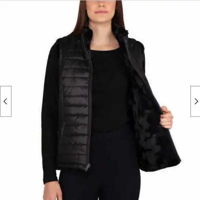 Nicole Miller Women’s Original Faux Fur Reversible Vest (BLACK SMALL)NWT • $20.01