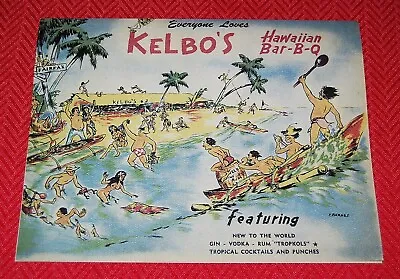 $26 • Buy Reproduction Menu Kelbo's Hawaiian Bar-b-q Restaurant Polynesian Tiki Nude Cover