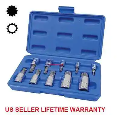 T55 10pc XZN 12 Point MM Triple Square Spline Bit Socket Set Tamper Proof  • $12.98