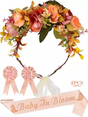 Baby Shower Decoration For Mom To Be And Dad To Be Orange Flowers Tiara + Lig... • $27.67