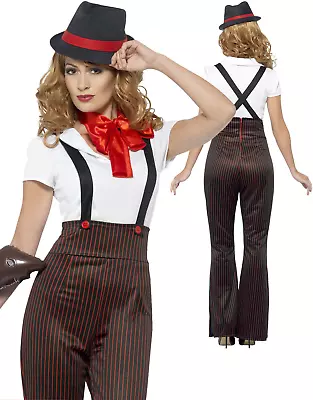 Ladies Glam Gangster Costume 1920s Mob Mafia Boss Womens Fancy Dress Outfit • £28.99