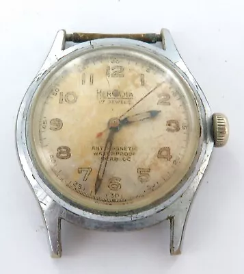 $119 • Buy Scarce Brand !! Vintage Herodia 17J Waterproof Incabloc Mid-Size Mens Watch. 