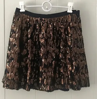 NWT J. Crew Abstract Sequin Mini Skirt Sz 4 Copper Navy Party • $40