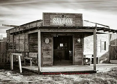 Wild West Texas Montana Saloon PHOTO Bar Old Tavern Cowboys Old West • $5.48