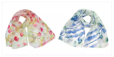 £14.99 • Buy Black Ginger Sines Abstract Flamingo Detail Design Scarf 180x50cm Pink Blue X2