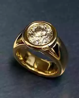 Vintage Men' 3CT Lab Created Round Cut Diamond Pinky Ring 14K Yellow Gold Plated • $121.91