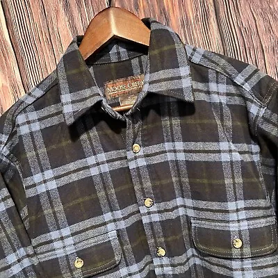 Moose Creek Men Blue Plaid Heavy Outdoor Long Sleeve Button Flannel Size Medium • $22.99