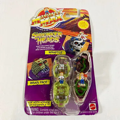 [NEW SEALED] Mighty Max Shrunken Heads Wraptile And Brain Face On Card • $39.96