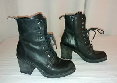 Bronx Shoes Women's Combat Boots Lace Up 8.5 US Women's Vintage RARE Leather 39 • $98