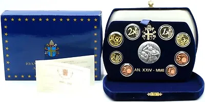 Proof Coin Set VATICAN 2002 Euro £2 - 1c SILVER MEDAL POPE JOHN PAUL II Rare • $1244.49