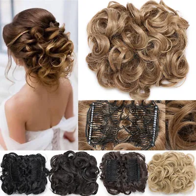 UK LARGE THICK Curly Scrunchie Messy Bun Updo Clip In Lady Hair Piece Extensions • £12.29