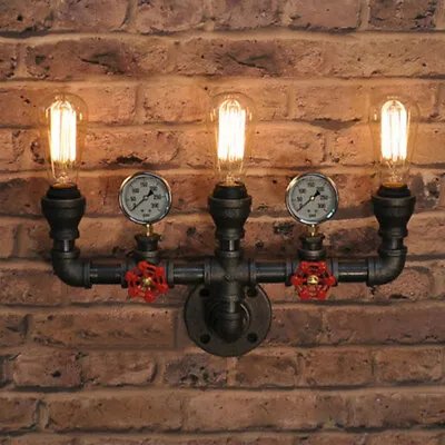 Steampunk Wallmount Light Pipe Sconce Industrial Valve Wall Vanity Lighting • $49.90