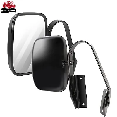 Pair Of Side View Manual Mirrors For Ford Bronco Pickup Truck Black 1980-96 • $45.23