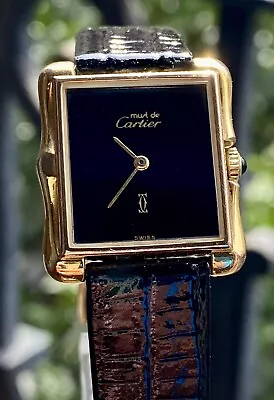 RARE MUST DE CARTIER TANK CAL.2512 MEN 23mm 18k GOLD ELECTROPLATED BEAUTIFUL. • $690