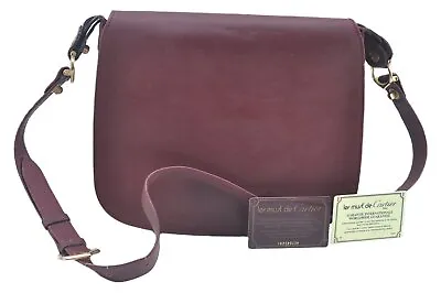 $115.50 • Buy Authentic Cartier Must De Cartier Leather Shoulder Cross Bag Bordeaux Red K0612