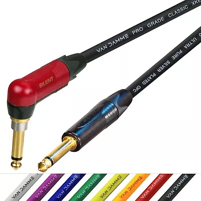 Van Damme Guitar Cable Neutrik Silent Right Angle To Straight Black Gold Jack • £32.60