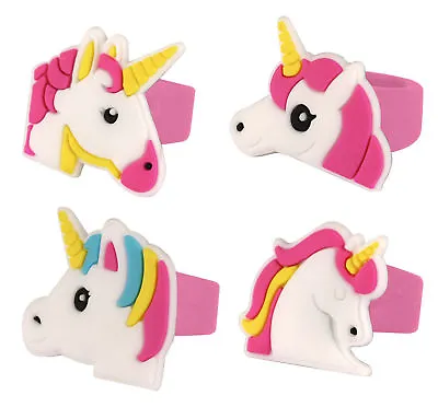 4  X  Unicorn Rubber Rings - Pinata Toy Loot/Party Bag Fillers Wedding/Kids • £2.29