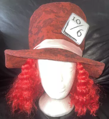 Age 9 Years To Adult Mad Hatter Hat With Red Hair George • £7.50