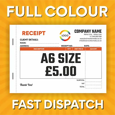 A6 Personalised Duplicate Receipt Book - Ncr Print - Personalised Invoice Book • £50