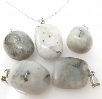 Moonstone Natural Stone Necklace Crystal Pendant Shimmer 925 Silver Chain UK • £4.95