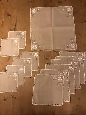 £12 • Buy Vintage Madeira Table Linen Set Napkins Serviettes Placemats Centrepiece
