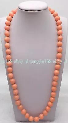 Charming 8/10/12mm Coral Pink Shell Pearl Round Beads Necklace Jewelry 24-36  • $10.69