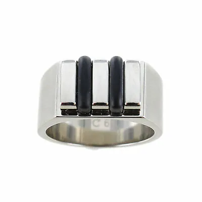 Rochet Roma Modern Magnum Double Bar Silver & Black Stainless Steel Ring Size 9 • $35.96