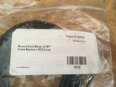 $5 • Buy 0.187  Cross Section Buna-N Cord 10 FT